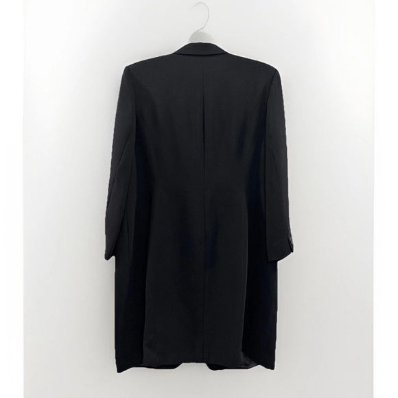 Vintage 90s Venezia Black Longline Coat Women’s Plus Sz 16 Blazer Jacket Duster - Picture 3 of 10